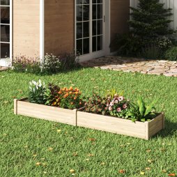 Living and Home Rectangular Raised Planter Box Solid Wood Raised Garden Bed with 2 Compartments