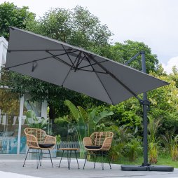 Living and Home 3M Dark Grey Large Square Canopy Rotating Outdoor Cantilever Parasol
