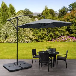 Living and Home 3M Large Banana Cantilever Patio Parasol for Outdoor Sunshade and Rain with a Cross base and a Square Base