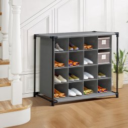 Living and Home 4-Tier 16-Grid Non-woven Shoes Rack Storage Organizer