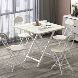 Living and Home 70cm Folding Dining Table and 4 Chairs Space Saving Kitchen Table Chairs Set