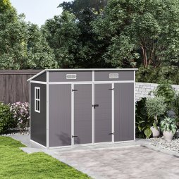 Living and Home 8x4FT Outdoor Plastic Garden Storage Shed, Grey