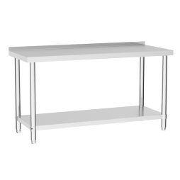 Living and Home 2 Tier Commercial Kitchen Prep & Work Stainless Steel Table with Backsplash