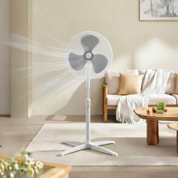 40W Electric Standing Pedestal Fan Height Adjustable with 3 Speeds 96-125cm