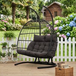 Living and Home 2-Seater Swing Hanging Egg Chair with Metal Stand