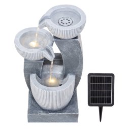 Living and Home 3-Tier Solar-Powered Water Fountain Outdoor Gardening Decor Water Feature with LED Lights