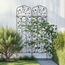 Living and Home 2Pcs Garden Trellis for Climbing Plants Black, 42cm W x 155.5cm D