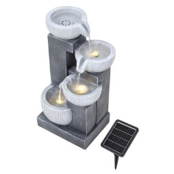 Living and Home 4-Tier Solar-Powered Water Fountain Outdoor Gardening Decor LED Water Feature with Solar Panel