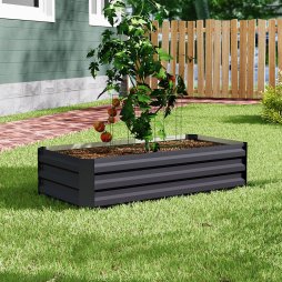 Living and Home Galvanised Steel Raised Garden Bed Rectangular Planter Box for Flowers, Herbs & Vegetables, 100cm W x 60cm D x 30cm H