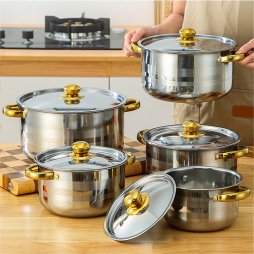 Living and Home 5pcs Stainless Steel Cookware Set with Metal Lids