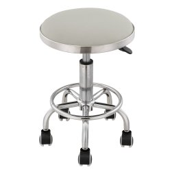 Living and Home Height-Adjustable PU Leather Round Salon Rolling Stool
