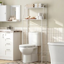 Living and Home 2-Tier Freestanding Over Toilet Storage Rack, 68cm W x 25cm D x 160cm H