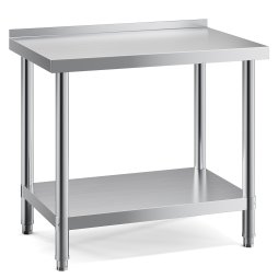 Living and Home 2 Tier Commercial Kitchen Prep & Work Stainless Steel Table with Backsplash