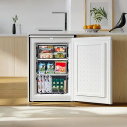 88 L Freestanding Under Counter Freezer with Adjustable Thermostat, Reversible Door, 3 Drawers