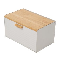 Living and Home 2-door Countertop Metal Bread Box with Bamboo Lid