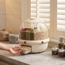 Living and Home 10L 360° Rotating Grain Dispenser Storage Container with Airtight Lid