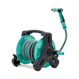 Living and Home Portable Green Garden Hose Reel Set with 10/15/20/25m Water Hose, Multi-Function High Pressure Spray Gun & Wall Mount Accessories