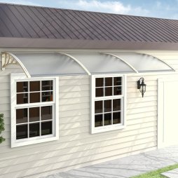 Living and Home White Window Door Awning Canopy with Brackets, 270cm W x 100cm D x 28cm H