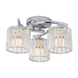Living and Home 3-Light Silvery Flush Mount Ceiling Light, Metal Frame Vertical Crystal Glass Shade Ceiling Lamp, E27 Socket Ceiling Fixture (Bulbs Not Included)