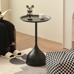Living and Home Modern Small Round Metal Side Table 39cm Dia