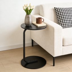 39cm Dia C-Shaped Side Table, Black