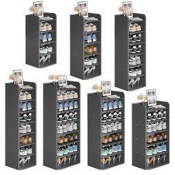 Living and Home 5/6/7/8-Tier Entryway Shoe Rack Shoe Storage Cabinet in Black