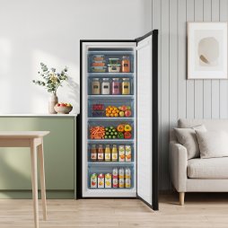 175L Black Upright Freezer