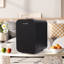 18L Dual-Use Mini Refrigerator with Handle, Mini Fridge, Black