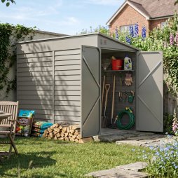 Living and Home 4.71 x 8.86FT Metal Pent Roof Garden Storage Shed, Grey