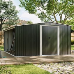  10.83ft x 8ft Garden Metal Storage Shed with Log Storage