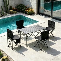 Portable Folding Camping Table with 4 Chairs