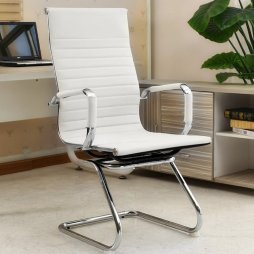 Office Chair Dining Seat PU Leather, White