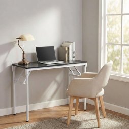 Living and Home Folding Office Desk Foldable Writing Table-Black, 80x40cm