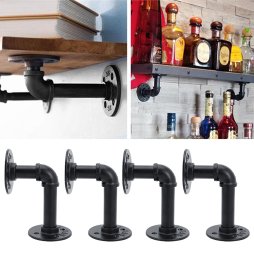2-Pack Industrial Style Iron Pipe Shelf Brackets