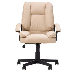 Living and Home Cream PVC Leather Reclining Office Chair, Height Adjustable Swivel Desk Chair with 105° Rocking Function