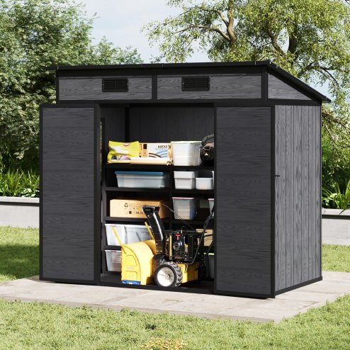 6.3x4FT Outdoor Plastic Garden Storage Shed