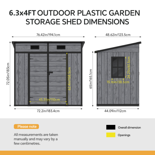 6.3x4FT Outdoor Plastic Garden Storage Shed