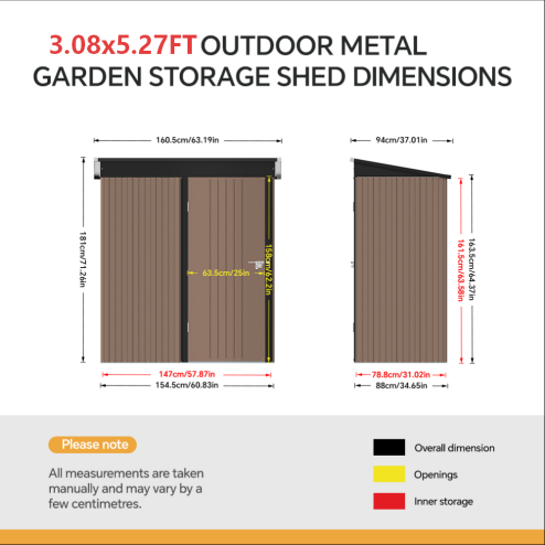 3.08x5.24 FT Outdoor Metal Garden Storage Shed