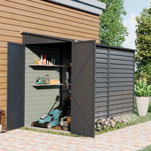 Living and Home 8.8 x 4.7ft Garden Shed Outdoor Steel Tool Storage Shed