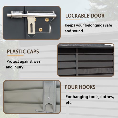 Living and Home 8.8 x 4.7ft Garden Shed Outdoor Steel Tool Storage Shed