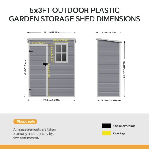 Living and Home 5 x 3 ft Plastic Outdoor Garden Tool Shed