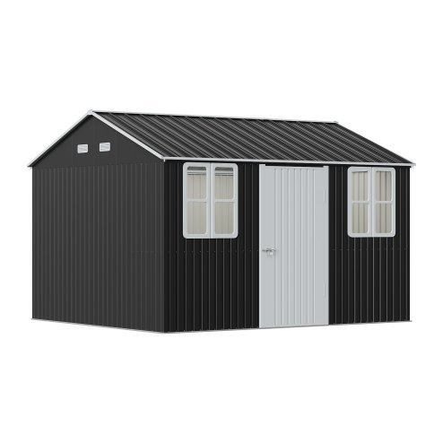 11.81 x 10.24FT Metal Apex Roof Garden Tool Shed