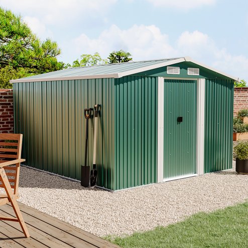 10.24 x 8.43FT Large Metal Garden Tool Storage Shed, Green