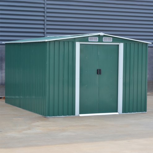 10.24 x 8.43FT Large Metal Garden Tool Storage Shed, Green
