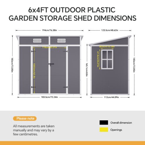 Living and Home 6x4FT Outdoor Plastic Garden Storage Shed