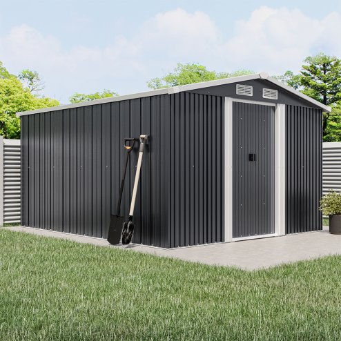 10.24 x 8.43FT Large Metal Garden Tool Storage Shed, Anthracite