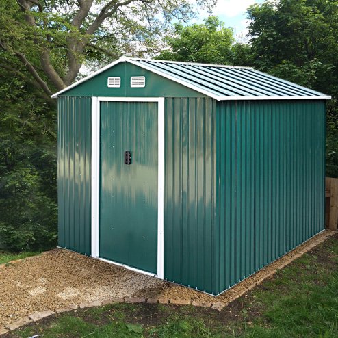 8.53 x 8.53FT Large Metal Garden Tool Storage Shed, Green