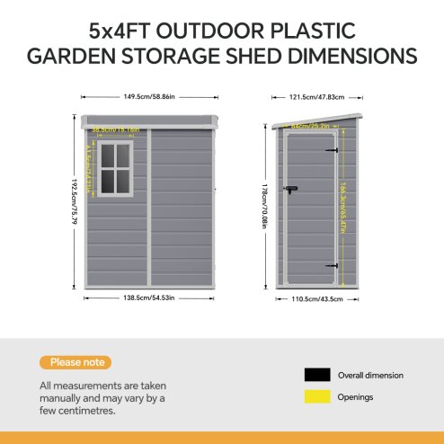 Living and Home 5 x 4FT Outdoor Plastic Storage Shed