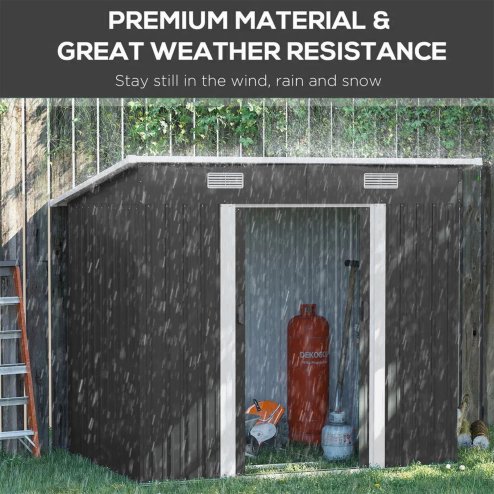 7.81 x 4.3FT Metal Storage Tool Shed for Garden Patio, Charcoal Black