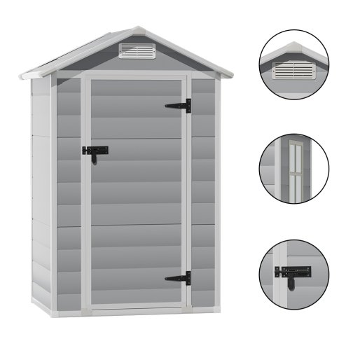 Living and Home 4.4 x 3.4FT Garden Plastic Storage Shed with Lockable Hinged Door